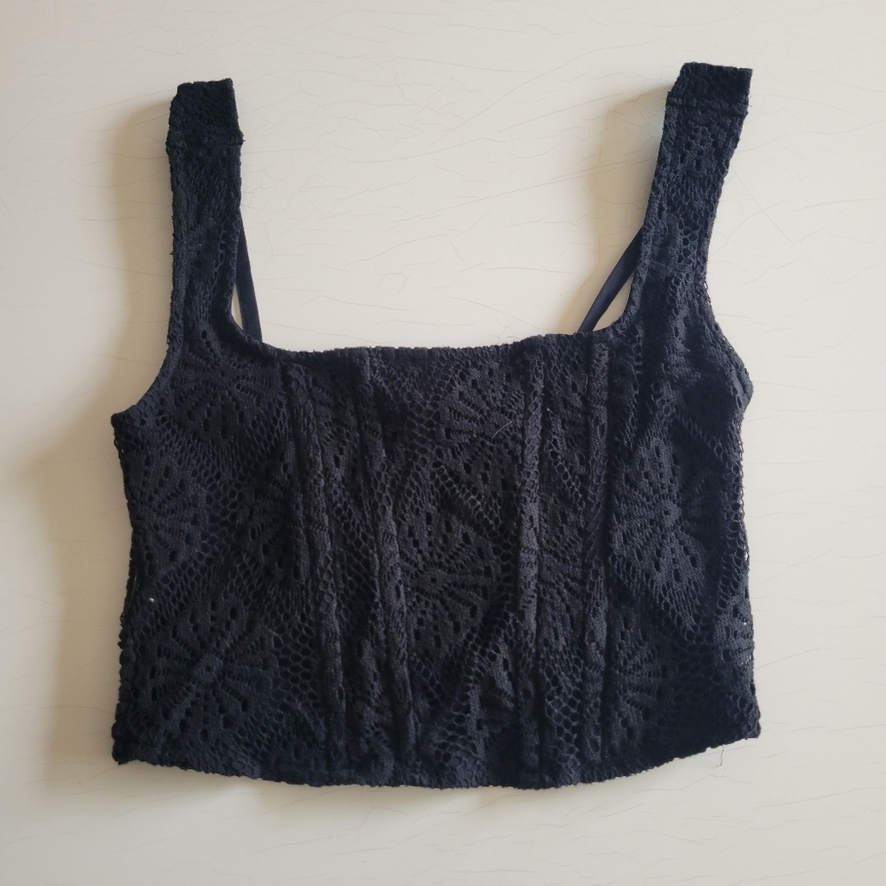 American Eagle Black Lace Corset Top